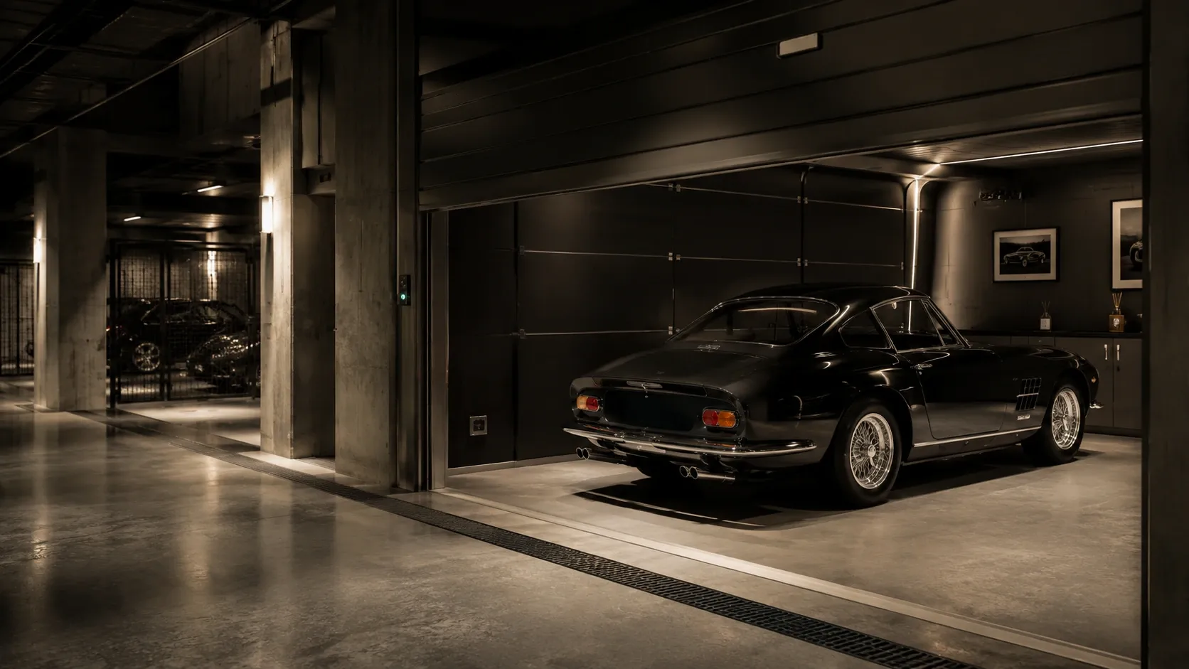 Automobile premium in uno spazio di custodia protetto