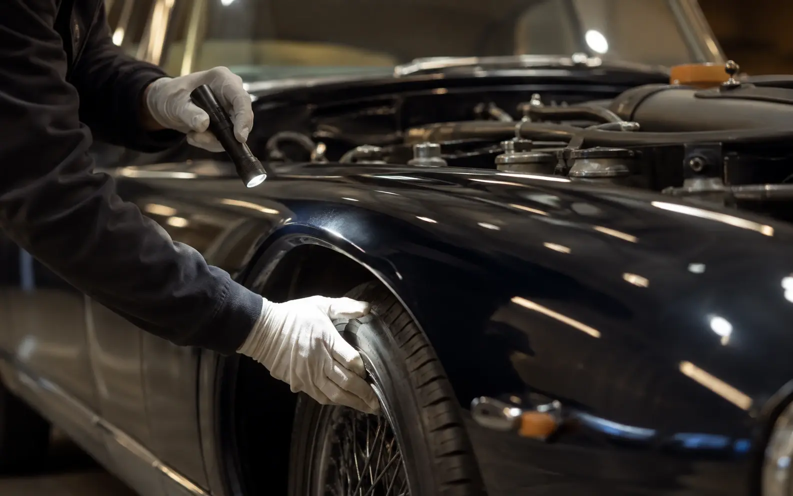 Dettaglio di controllo su automobile da collezione